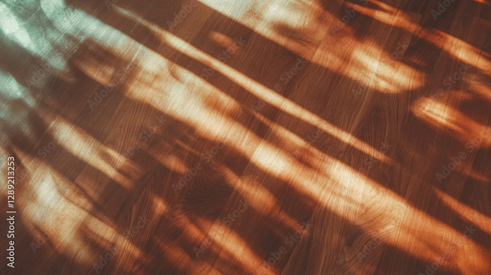 Poster vibrant polished teak texture with dynamic light patterns for interior design