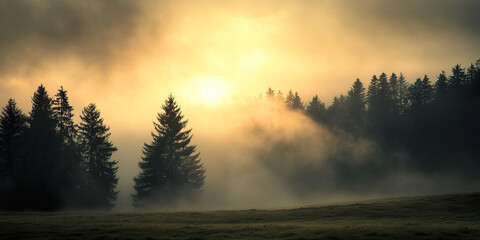 Obraz premium Morning Sun Through Fog 