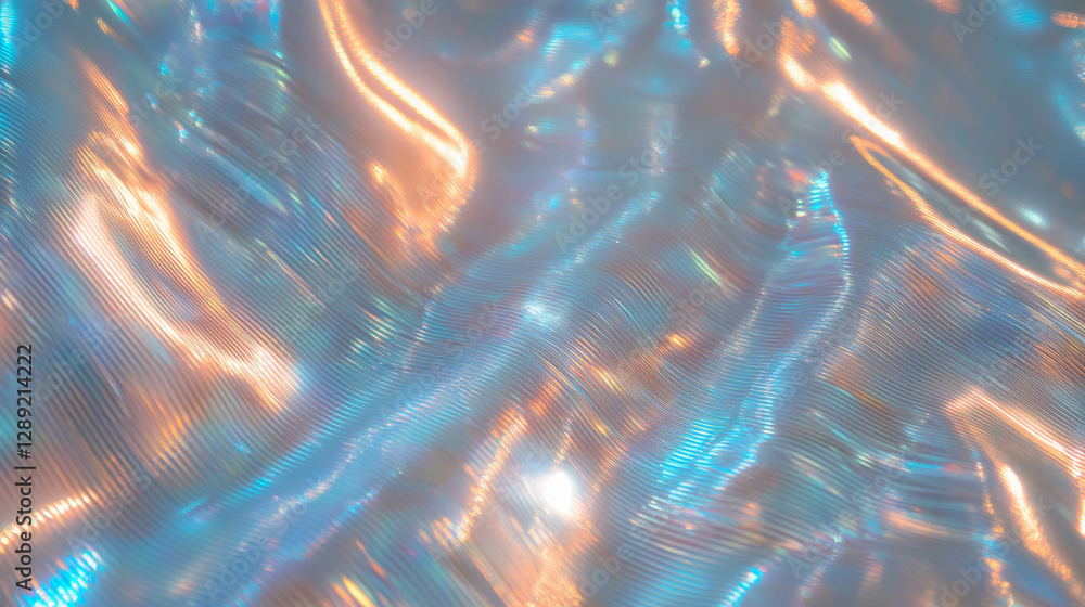 Aufkleber abstract texture with ribbed plastic and iridescent mesh overlay for creative design