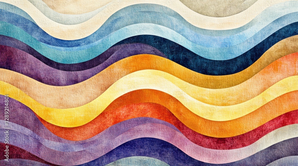 Poster colorful wavy abstract pattern with textured surface, spectrum of vibrant hues. modern artistic back