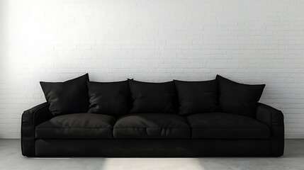 Modern interior design living room. Black sofa and empty mockup wall background. Modern interior design living room. Black sofa and empty mockup wall background. 3D Rendering, 3D Illustration interior