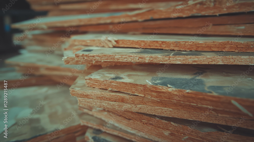 Poster close-up of rough plywood texture with visible layers for design and construction projects