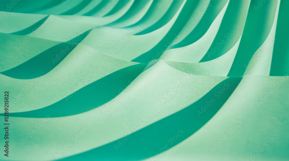 Poster green textured waves in rounded ribbed pattern for creative design