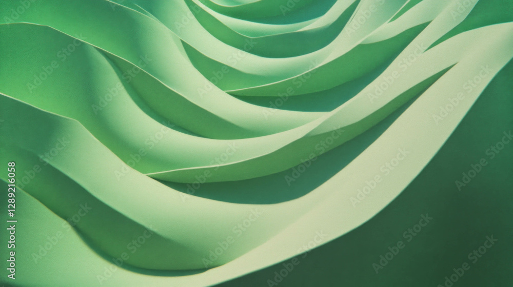 Aufkleber Abstract texture of rounded intersecting ribbed green paper for creative design projects