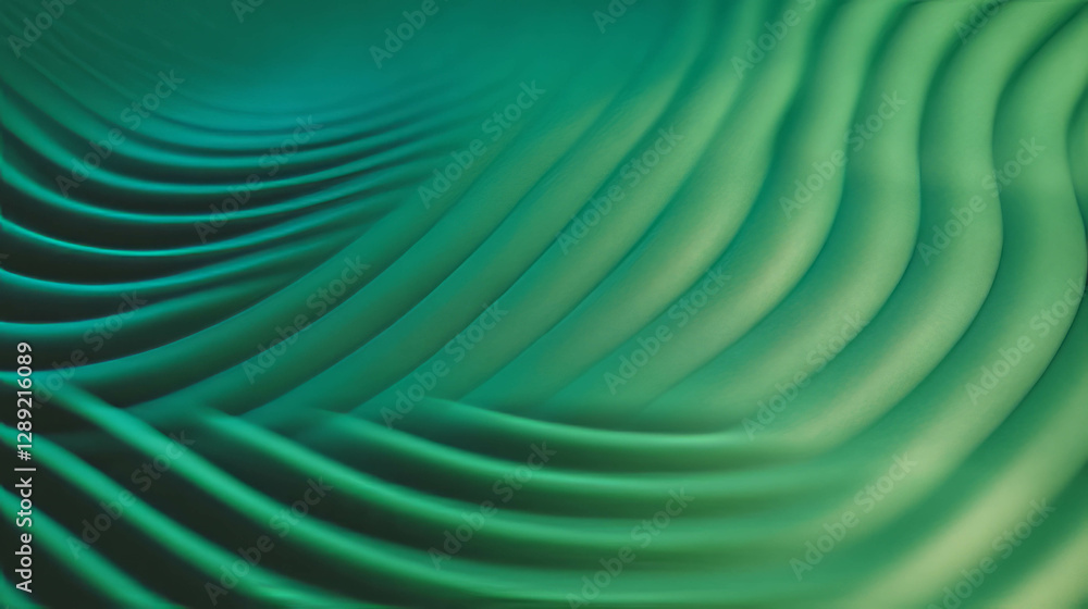 Poster Abstract composition of intersecting ribbed green paper texture for modern design