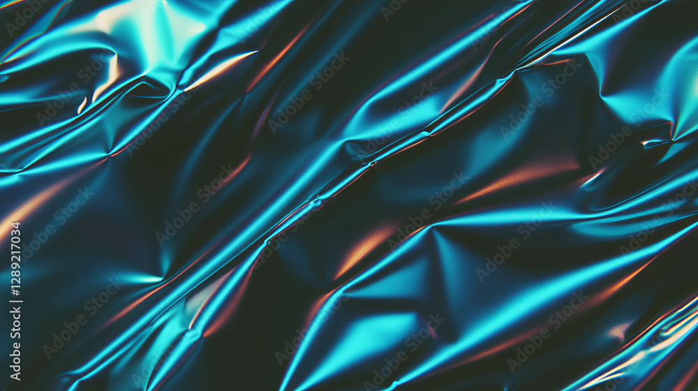 Aufkleber abstract texture of rumpled blue foil with sharp creases for creative design
