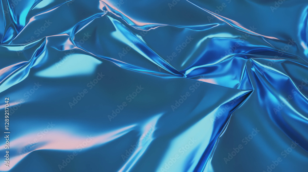 Aufkleber Abstract texture of rumpled blue foil with sharp creases for design and background
