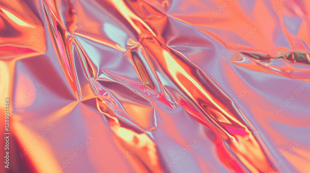 Poster reflective chrome foil texture with mirror-like finish for design and decoration