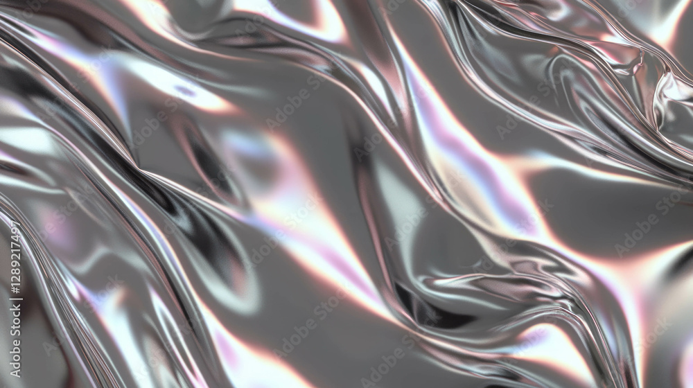 Poster reflective chrome foil texture with mirror-like surface for creative design and background