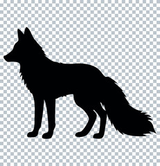 fox silhouette, on white, transparent background, isolated, vector