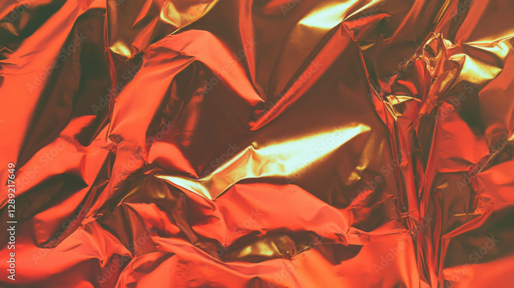 Poster intricate texture of rumpled copper foil with layered folds for creative design