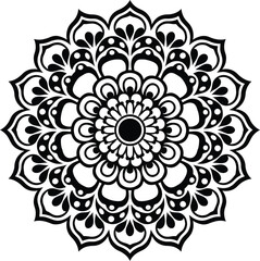 Intricate Black and White Mandala Design | Ornamental Floral Pattern | vector design