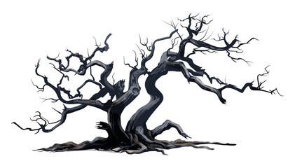 vector tree, spooky old dead tree, transparent PNG, Halloween tree, isolated tree, dark tree, eerie illustration, scary spooky tree, vintage spooky tree, horror tree