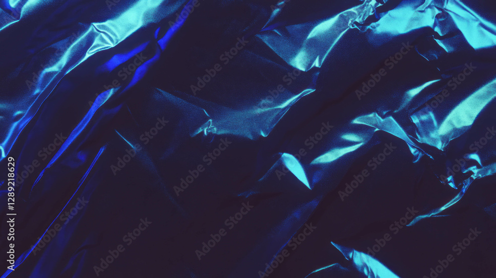 Aufkleber blue metallic foil texture with rumpled surface for creative design projects