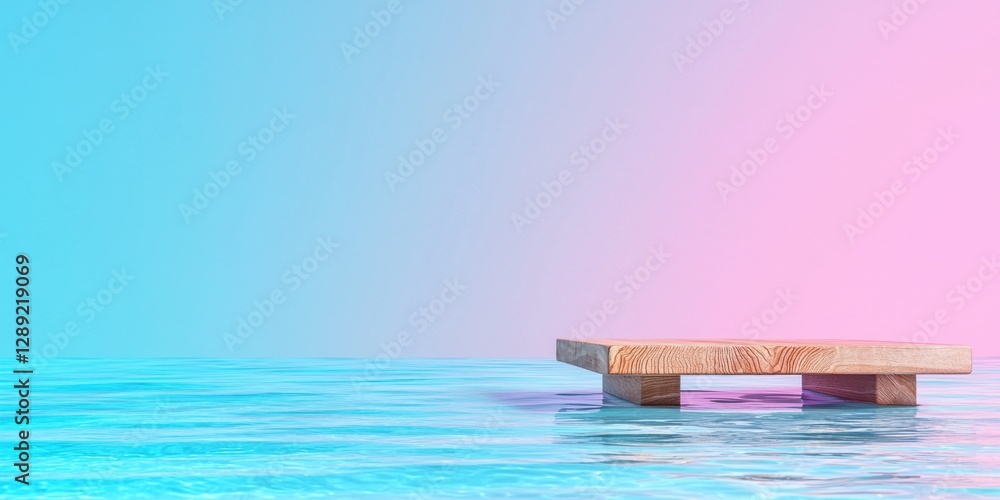 Poster tranquil water reflection serene poolside image calm environment eye-level view minimalist concept