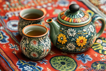 Top View Of Chinese Tea Set