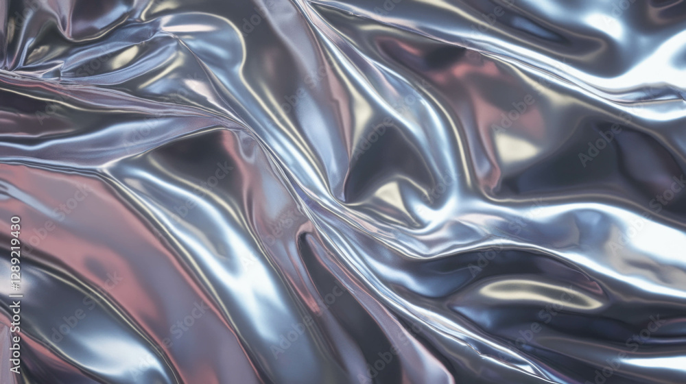 Poster rumpled silver foil texture with fine wrinkles for artistic design and craft projects