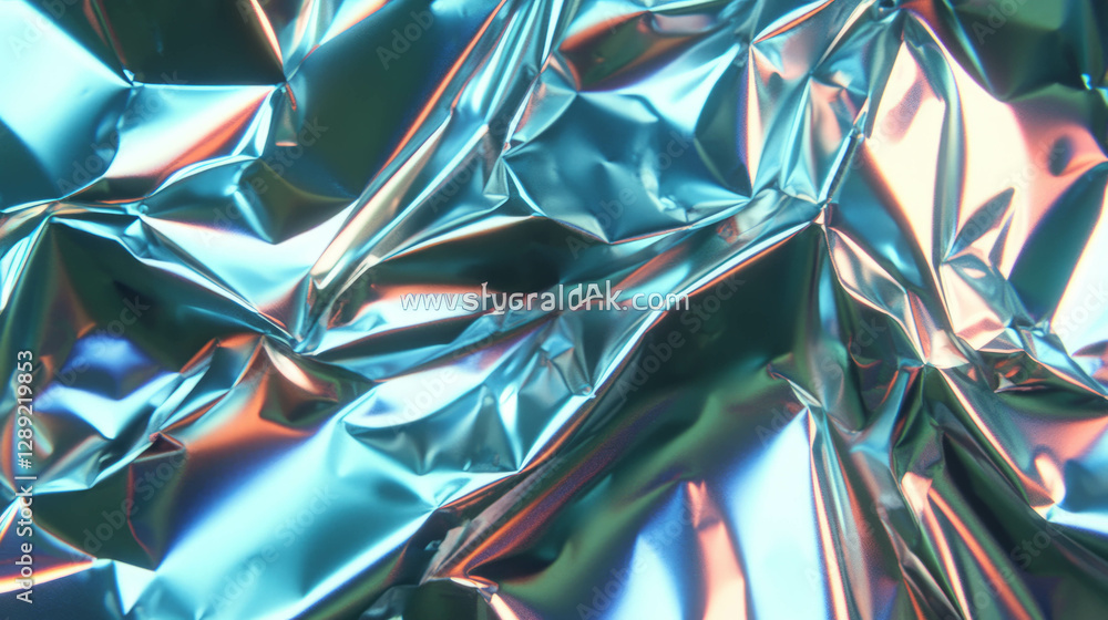 Aufkleber Shiny rumpled tin foil texture with sharp edges for creative background use