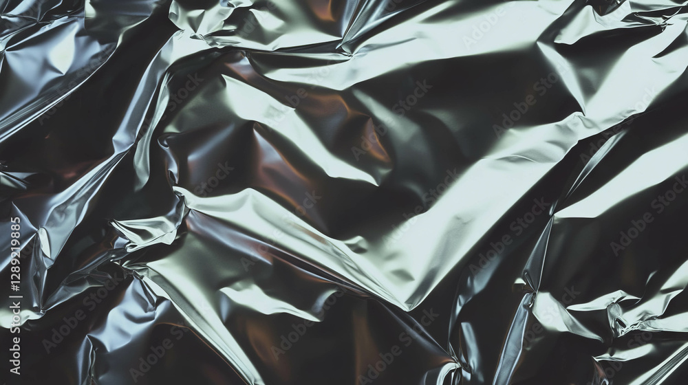 Poster shiny crumpled tin foil texture with sharp folds for creative designs