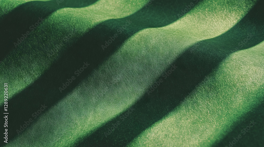 Poster abstract pattern of curved ribbed green paper surface with shadows