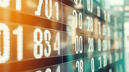 A close-up of dynamic digital numbers and graphs, with a warm color palette of orange and yellow. This represents financial forecasting, data analysis, and the digital era of finance.