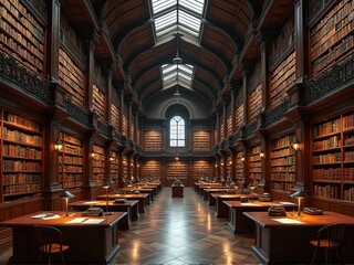 Fototapeta premium Exploring the Architectural Beauty of Libraries: A Study in Design, Technology, and Society