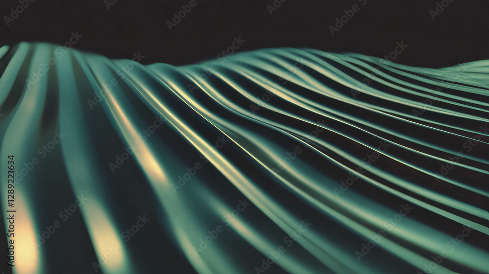 Poster Abstract waves of sharp angled ribbed grey paper texture