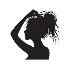 Woman pulling her hair silhouette vector illustration
