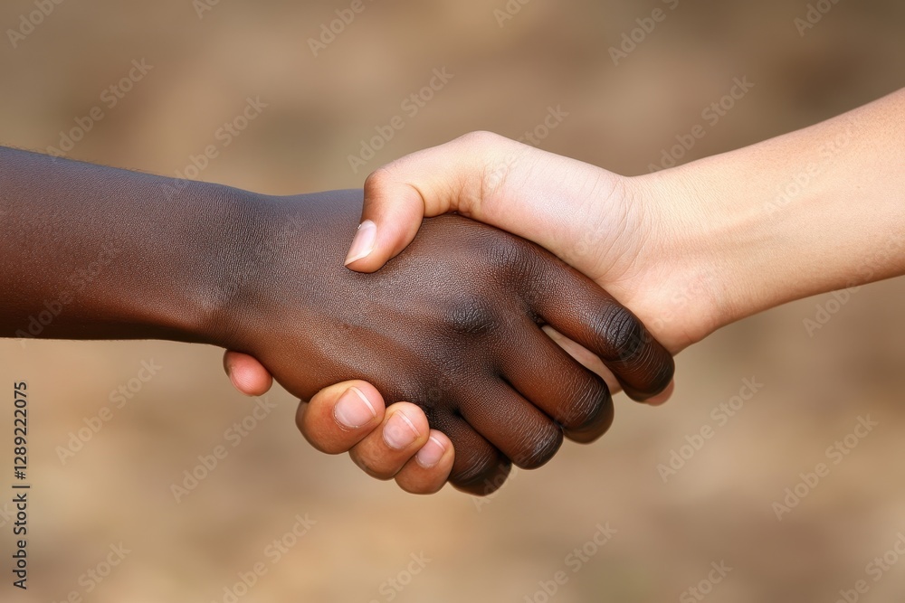 Poster a closeup photo capturing two individuals engaging in a handshake symbolizing mutual agreement or fo