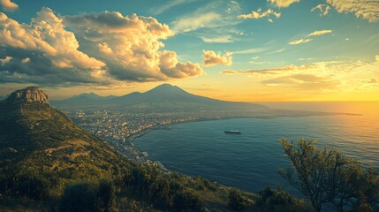 Scenic Views of Gulf of Naples and Nisida from Parco Virgiliano