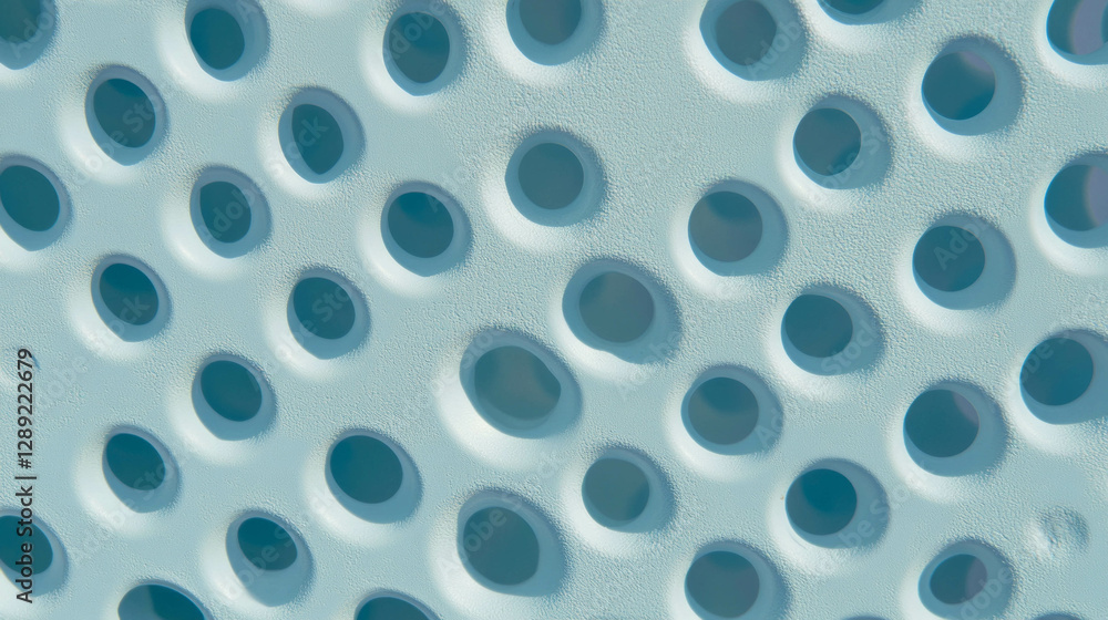 Poster abstract pattern of small round holes on textured white plastic surface for creative design