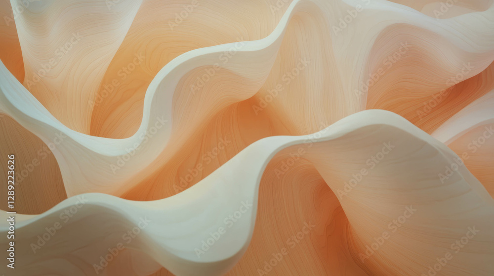 Poster Abstract waves of smooth sanded plywood texture with subtle grain pattern for design inspiration
