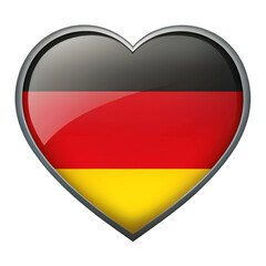 Fototapeta premium Heart shaped design featuring the German flag with black, red, and yellow stripes representing national pride and identity