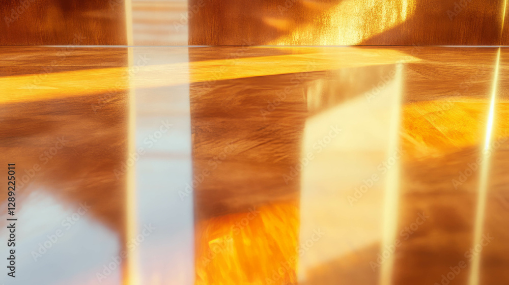 Poster teak and polished brass surface texture with light and reflection for interior design