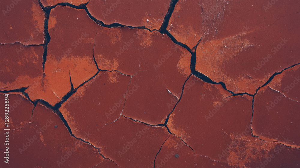 Poster Textured teak surface with filled cracks and smooth dark patterns for design