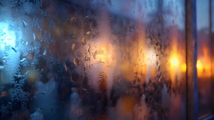 Fototapeta premium Rainy Night City Window View