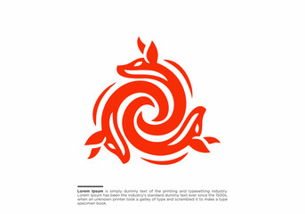 unique fox logo, fox illustration, Fox animal circular logo design, vector