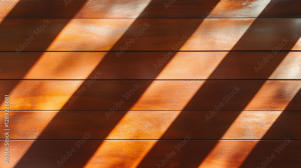 Poster Teak wood texture with matte varnish and soft shadow patterns for interior design