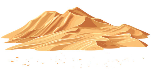 Isolated desert sand dune pile, vector, clipping path, white background, wind-formed dunes, golden sand, arid nature, desert element, realistic shape, drifting sand, dry land © aura studio