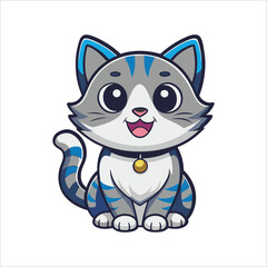 Obraz premium Adorable Cute Happy Cat Doodle Art – Perfect for Cat Lovers!