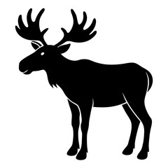 Moose Silhouette Icon Crisp Black Vector on White Background.