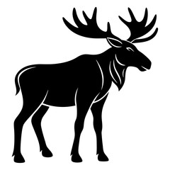 Moose Silhouette Vector Icon High-Quality.