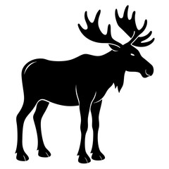 Obraz premium Moose Silhouette Vector Icon High-Quality.