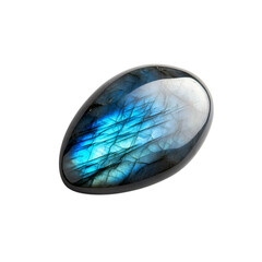 Labradorite Stone with Blue and White Flashes Isolated on Transparent Background