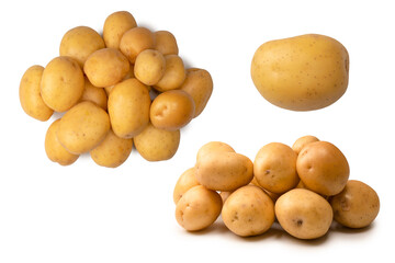 A group of fresh tasty potato isolated on white background.