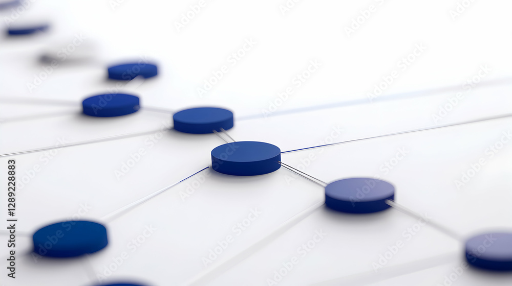 Poster an abstract image showcasing interconnected blue circles on a white background, symbolizing networki
