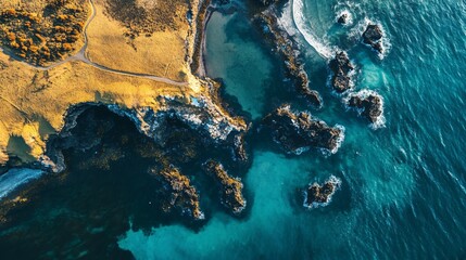 Aerial Autumn Drone View of Icelandic Glacier Area