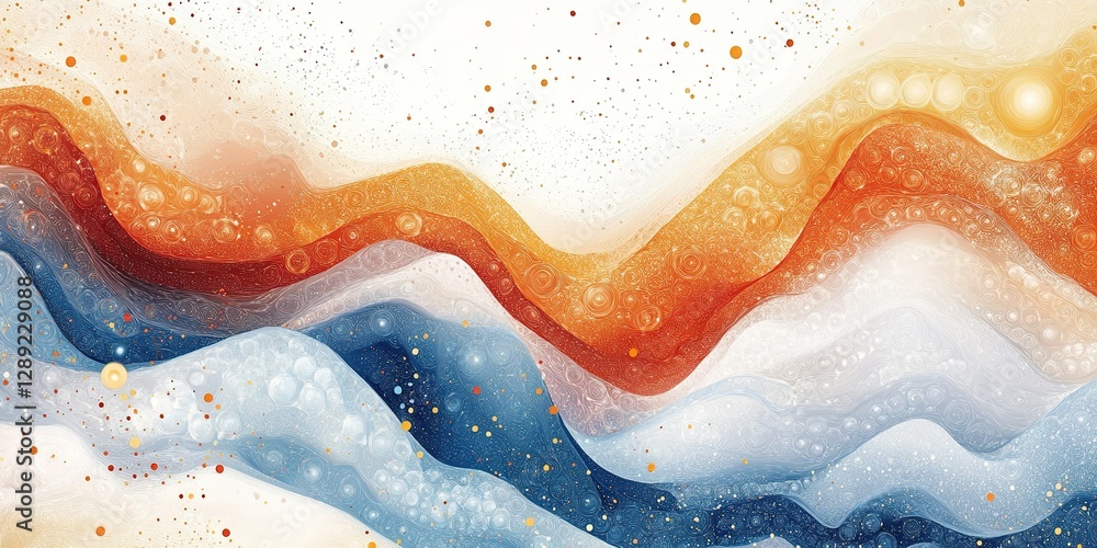 Poster abstract wavy patterns in warm and cool colors creating a vibrant artistic expression