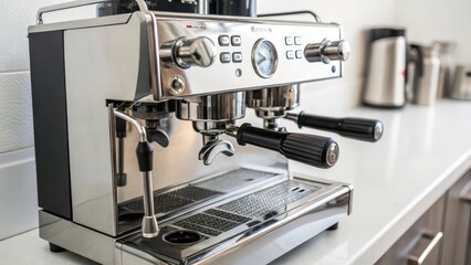 Espresso Machine on White Countertop