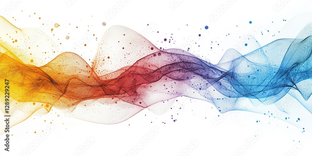Poster colorful abstract wave flow with dynamic patterns and textures in bright hues creating a sense of mo